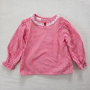 Vintage Girly Red Gingham Long Sleeve 2t
